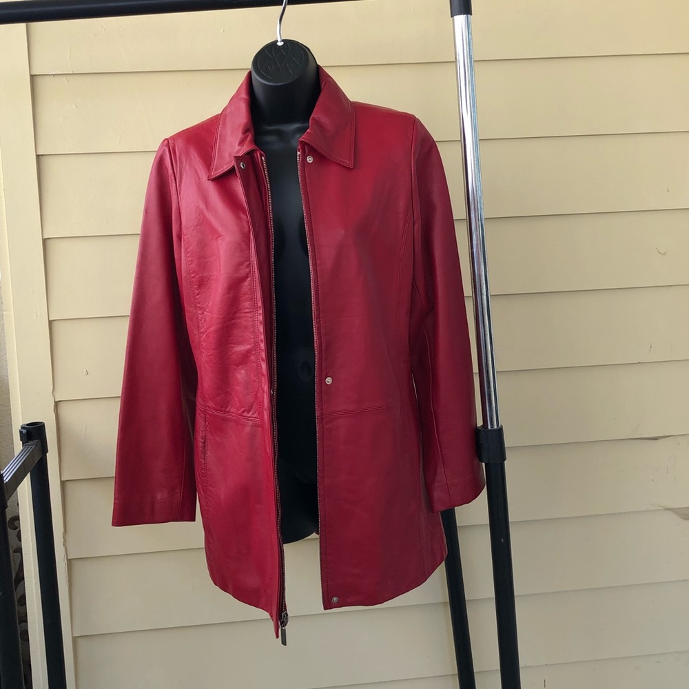 Ellen Tracy Red Leather Jacket - image 1